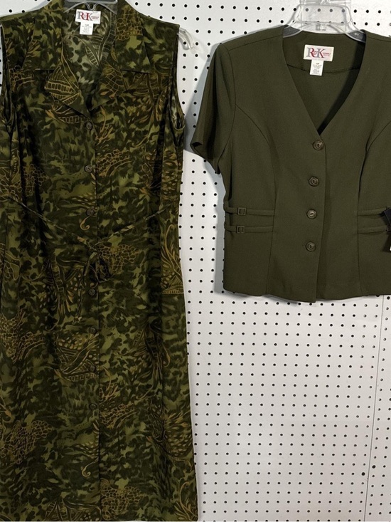 R&K Dresses & Skirts - R&K Olive Green Dress and Short Sleeve Jacket Set